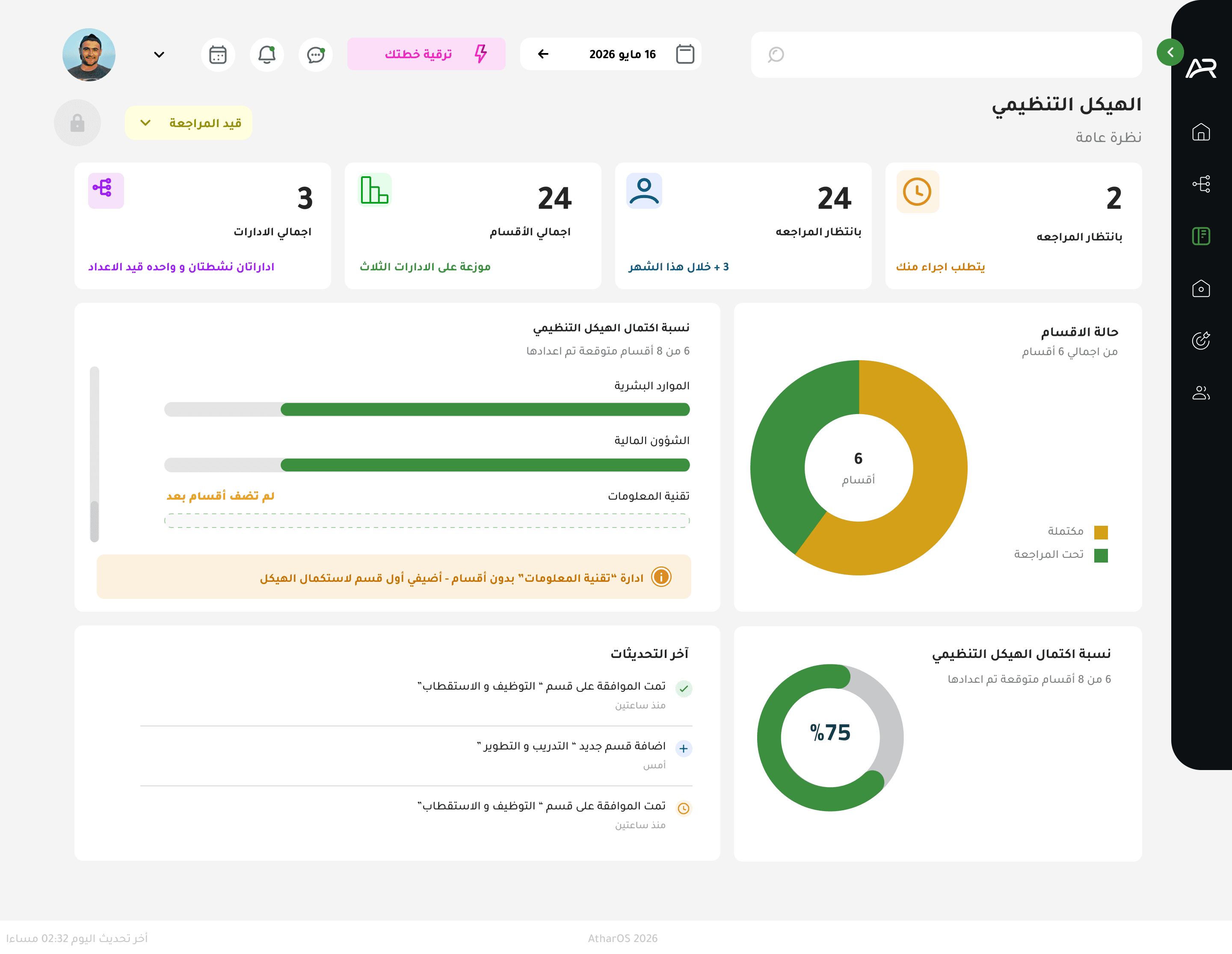 لوحة مؤشرات Athar OS